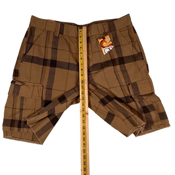NWT Ocean Pacific(Op) Shorts Men's Cargo/Utility Shorts Cotton Plaid Brown 40 - Picture 9 of 14